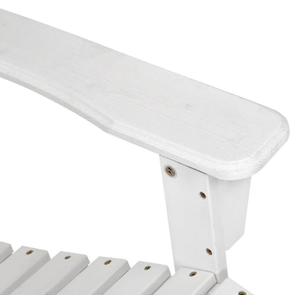 Gardeon 2PC Adirondack Outdoor Table and Chair Wooden Beach Chair Patio Furniture White Tristar Online