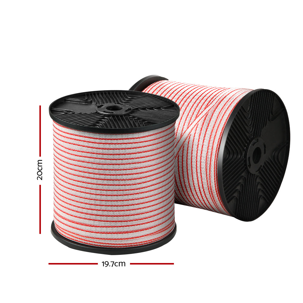 Giantz Electric Fence Wire 400M Tape Fencing Roll Energiser Poly Stainless Steel Tristar Online