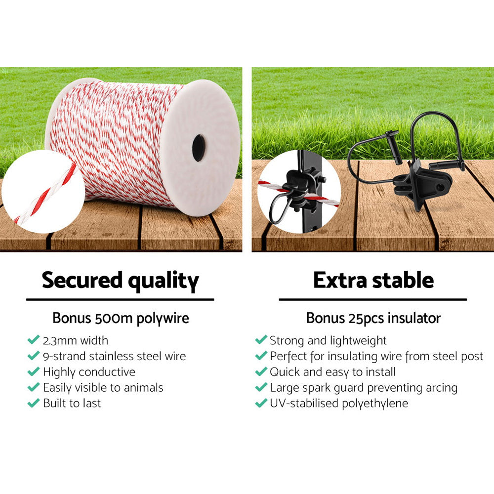 Giantz Electric Fence Wire 500M Fencing Roll Energiser Poly Stainless Steel Tristar Online