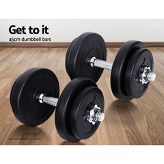 45cm Dumbbell Bar Solid Steel Pair Gym Home Exercise Fitness 150KG Capacity Tristar Online