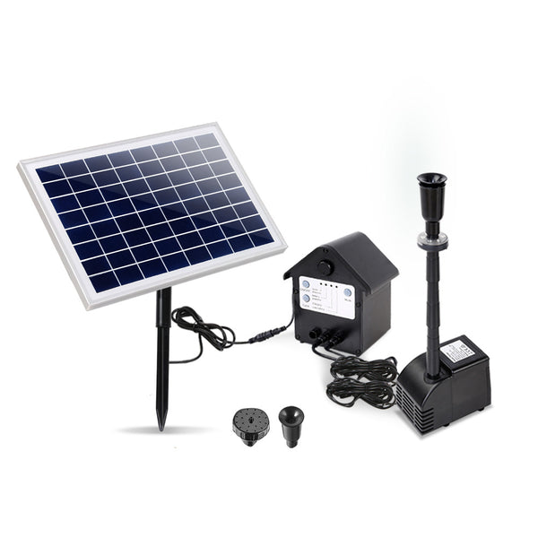 Gardeon Solar Pond Pump Battery Powered Outdoor LED Light Submersible Filter Tristar Online