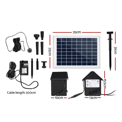 Gardeon Solar Pond Pump Battery Powered Outdoor LED Light Submersible Filter Tristar Online