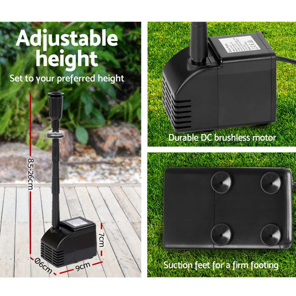 Gardeon Solar Pond Pump Battery Powered Outdoor LED Light Submersible Filter Tristar Online