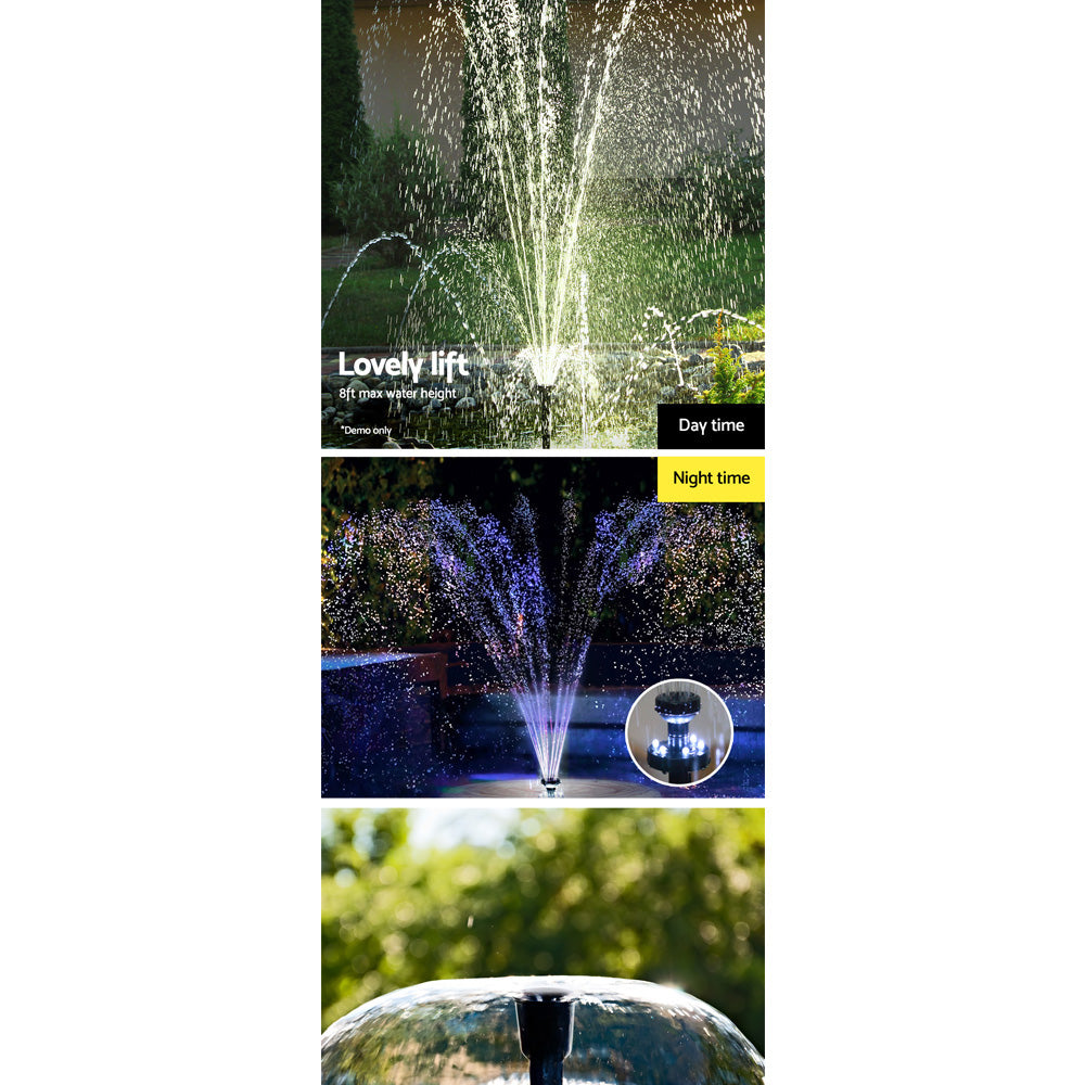 Gardeon Solar Pond Pump Battery Powered Outdoor LED Light Submersible Filter Tristar Online