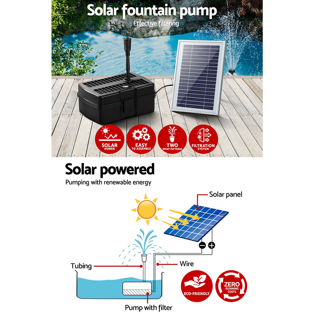 Gardeon Solar Pond Pump with Eco Filter Box Water Fountain Kit 4.6FT Tristar Online