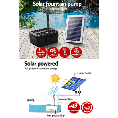 Gardeon Solar Pond Pump with Eco Filter Box Water Fountain Kit 4.6FT Tristar Online