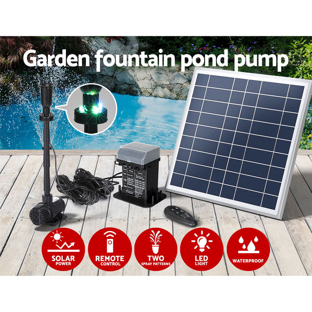 Gardeon Solar Pond Pump with Battery Kit LED Lights 9.8FT Tristar Online