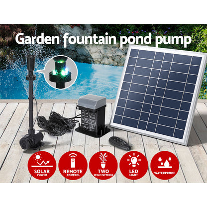 Gardeon Solar Pond Pump with Battery Kit LED Lights 9.8FT Tristar Online