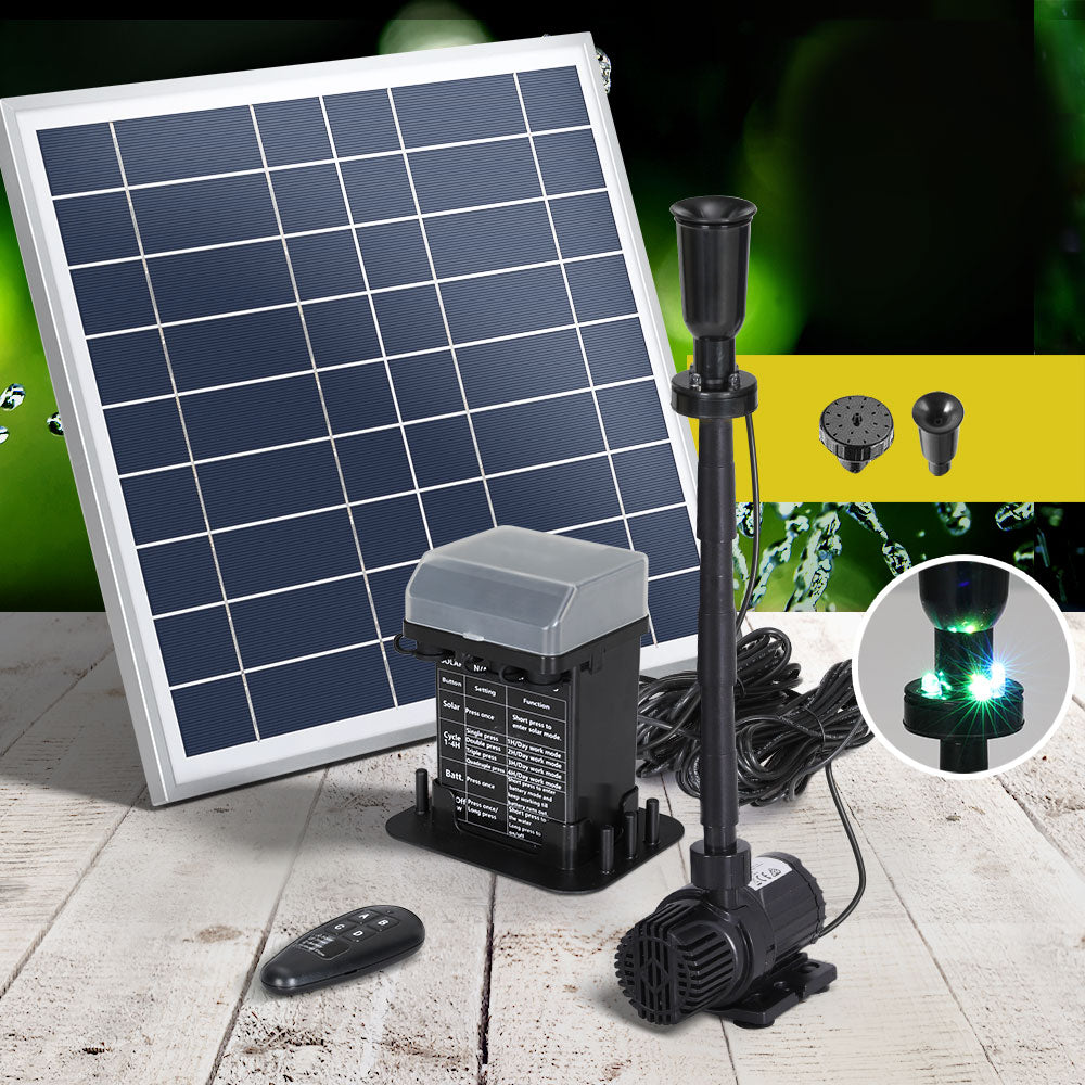 Gardeon Solar Pond Pump with Battery Kit LED Lights 9.8FT Tristar Online