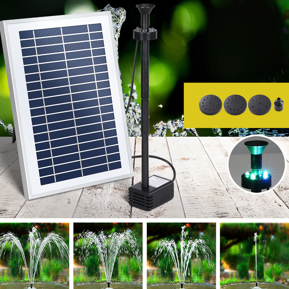 Gardeon Solar Pond Pump with Battery LED Lights 4.4FT Tristar Online