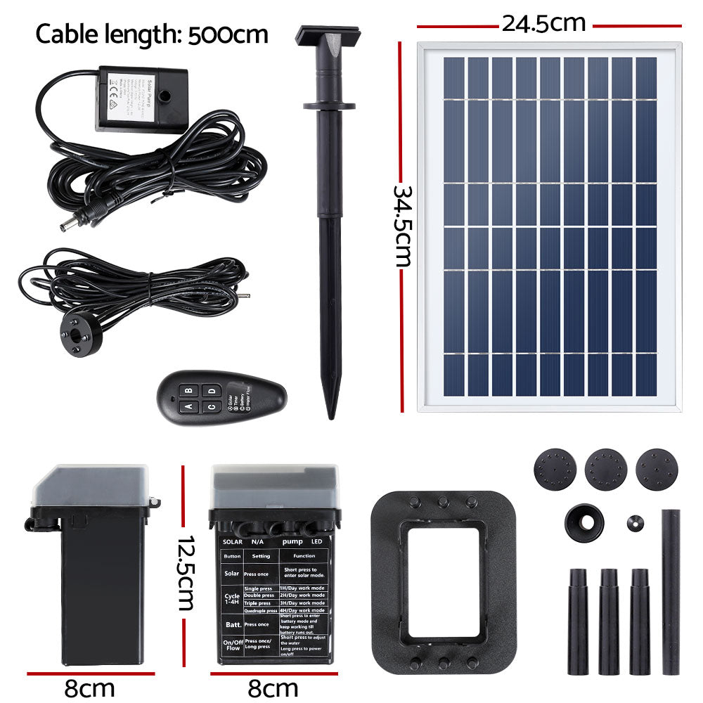 Gardeon Solar Pond Pump with Battery Kit LED Lights 5.2FT Tristar Online