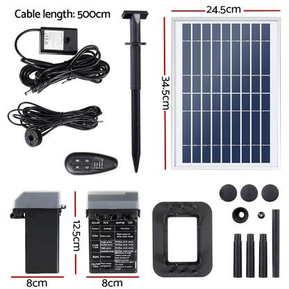 Gardeon Solar Pond Pump with Battery Kit LED Lights 5.2FT Tristar Online