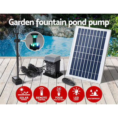Gardeon Solar Pond Pump with Battery Kit LED Lights 5.2FT Tristar Online