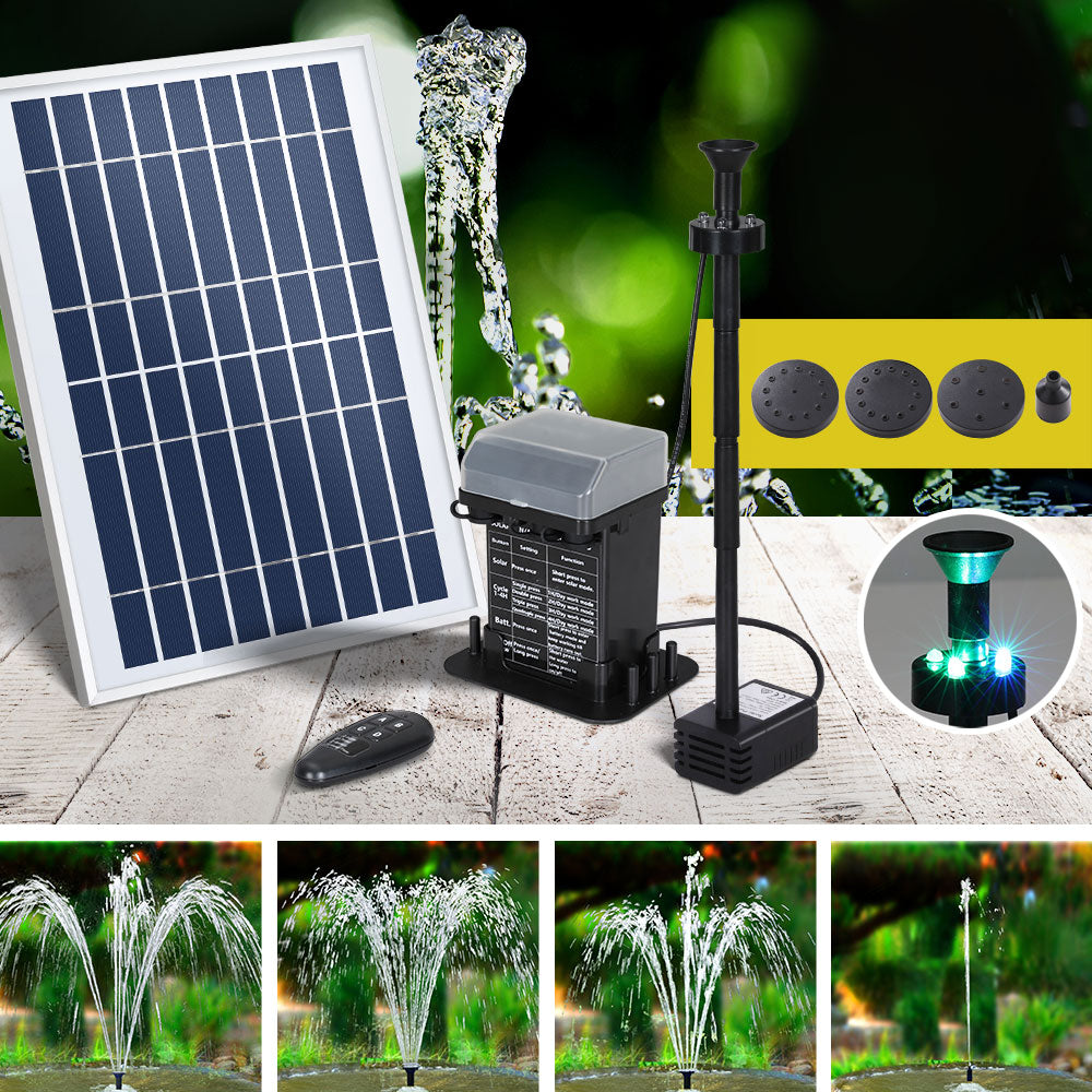 Gardeon Solar Pond Pump with Battery Kit LED Lights 5.2FT Tristar Online