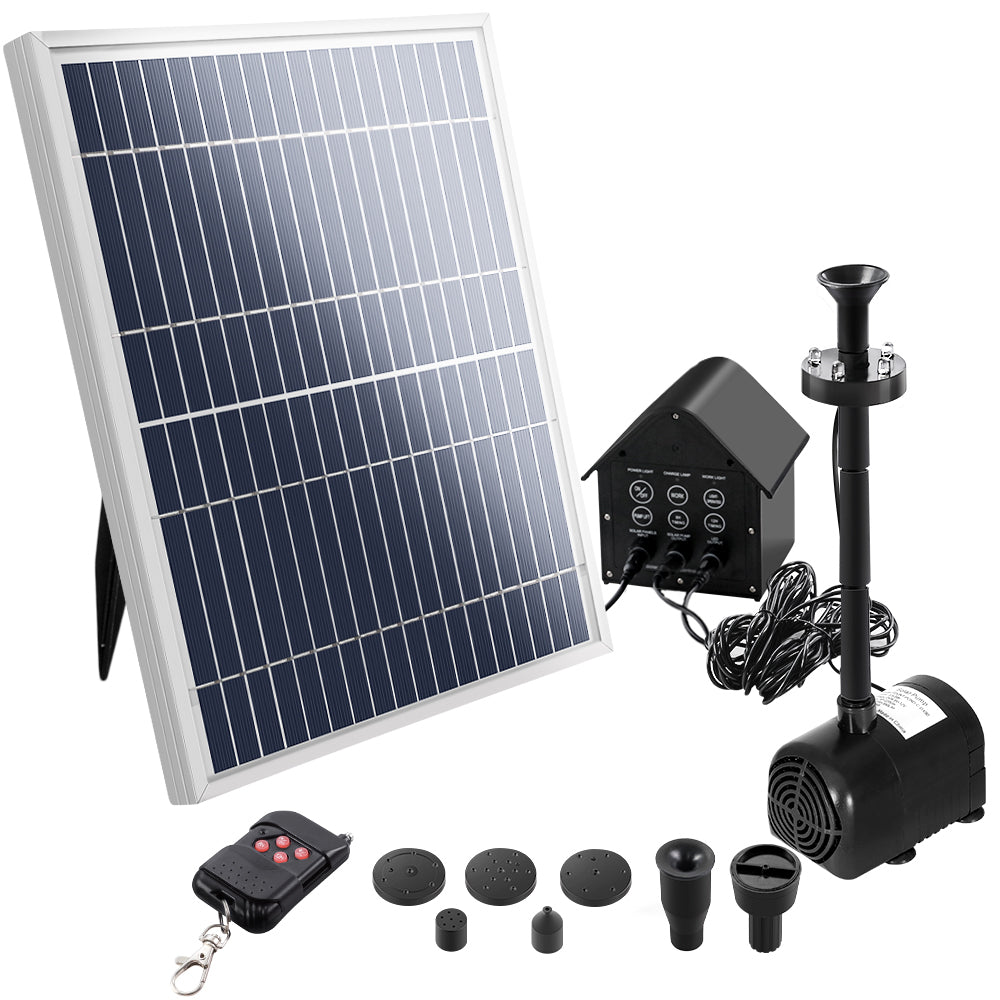 Solar Pond Pump with Battery Powered Submersible Kit LED Light & Remote 8.8 FT Tristar Online