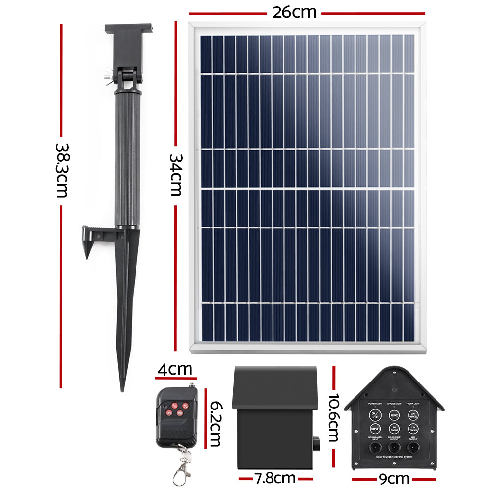 Solar Pond Pump with Battery Powered Submersible Kit LED Light & Remote 8.8 FT Tristar Online