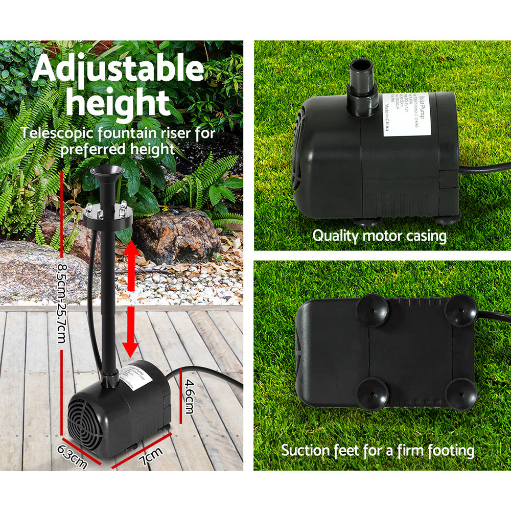 Solar Pond Pump with Battery Powered Submersible Kit LED Light & Remote 8.8 FT Tristar Online