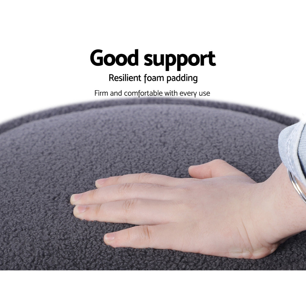 Artiss Ottoman Round Foot Stool Teddy Fabric Foot Rest Padded Seat Charcoal Tristar Online