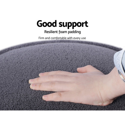 Artiss Ottoman Round Foot Stool Teddy Fabric Foot Rest Padded Seat Charcoal Tristar Online