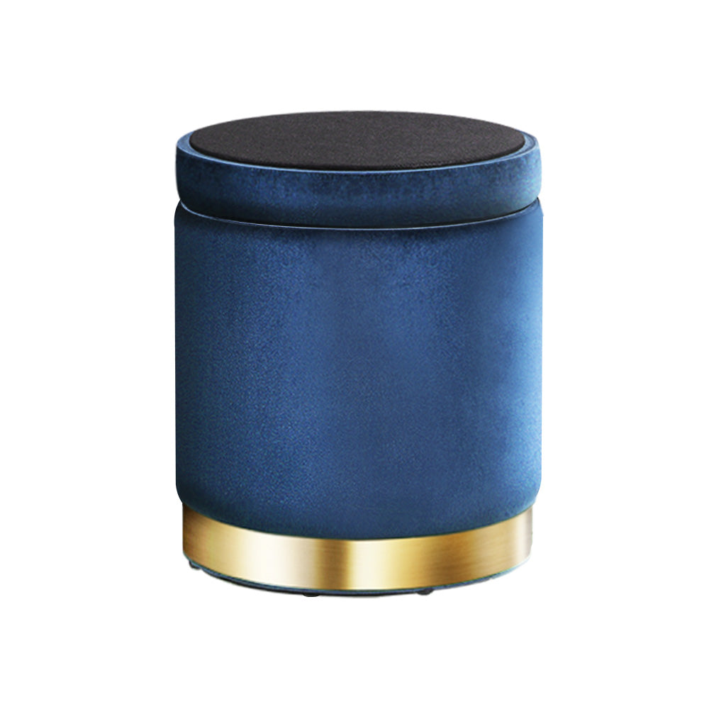 Artiss Foot Stool Round Velvet Storage Ottoman Foot Rest Pouffe Footstool Navy Tristar Online