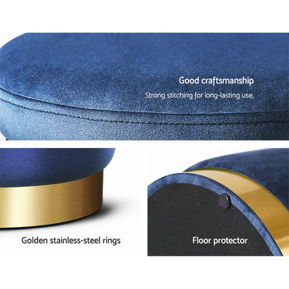 Artiss Foot Stool Round Velvet Storage Ottoman Foot Rest Pouffe Footstool Navy Tristar Online