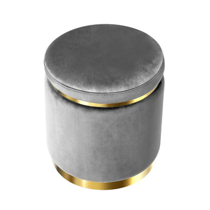 Artiss Ottoman Foot Stool Round Velvet Charcoal Tristar Online