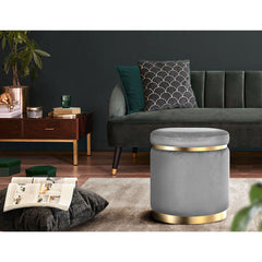 Artiss Ottoman Foot Stool Round Velvet Charcoal Tristar Online