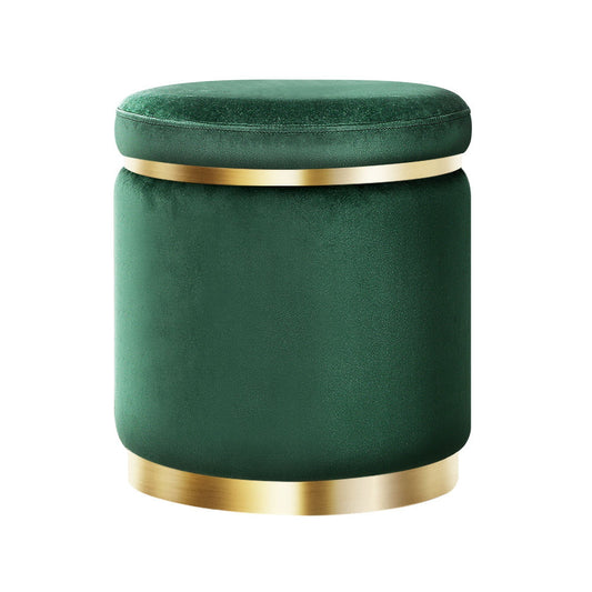 Artiss Ottoman Foot Stool Round Velvet Green Tristar Online