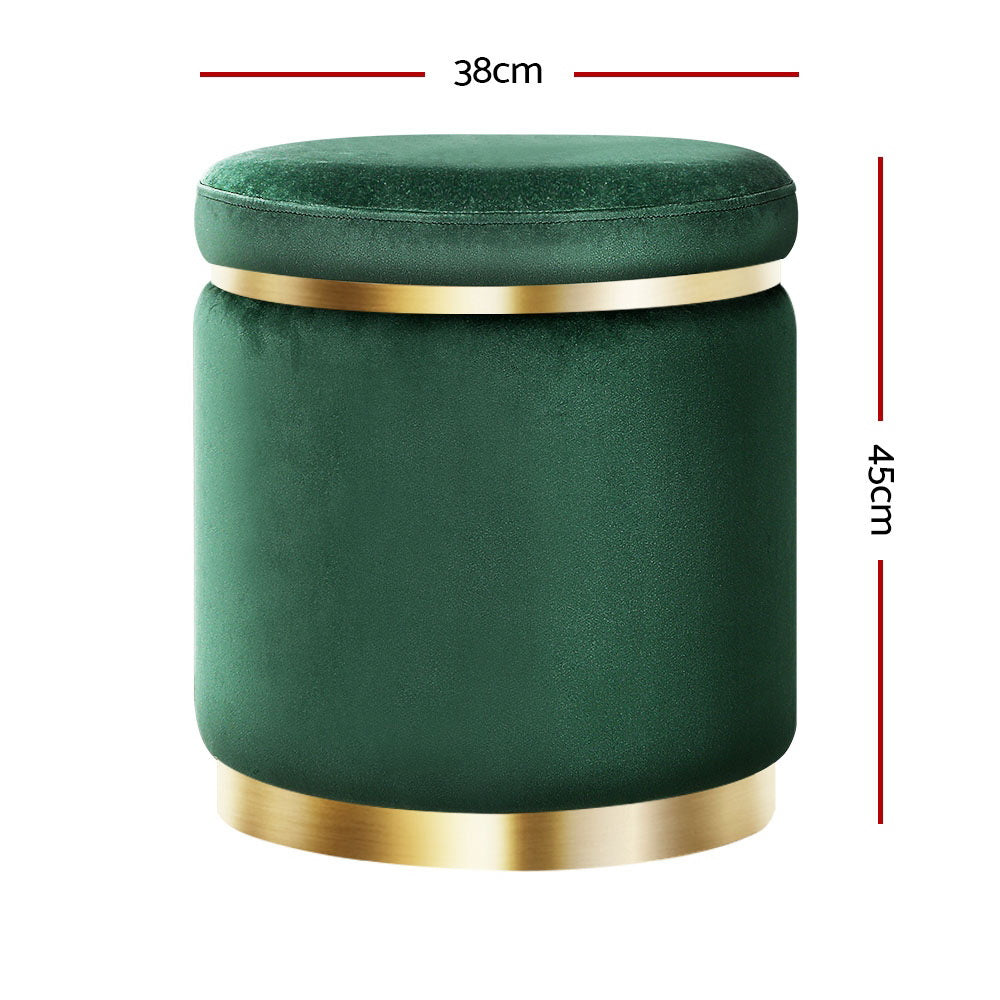 Artiss Ottoman Foot Stool Round Velvet Green Tristar Online