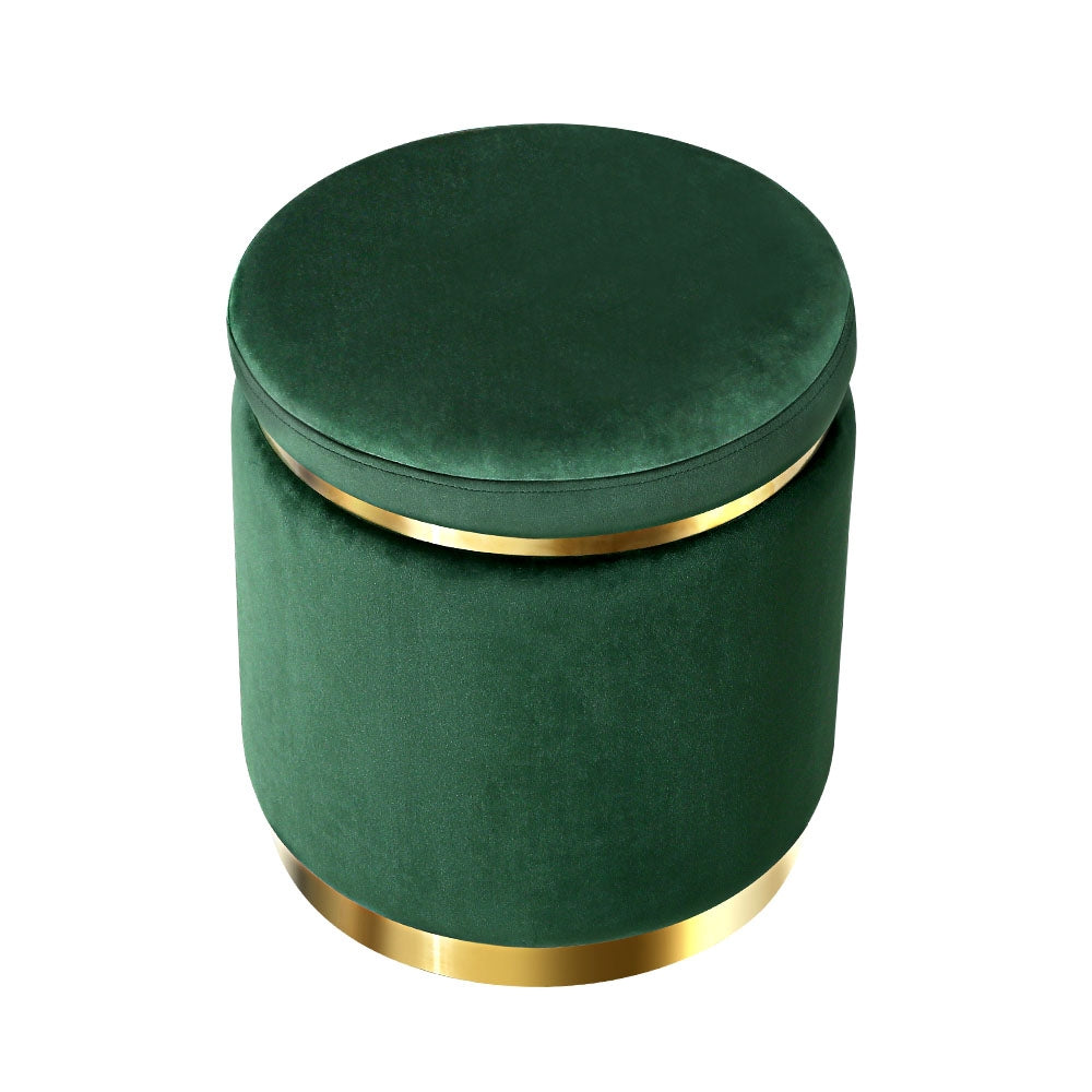 Artiss Ottoman Foot Stool Round Velvet Green Tristar Online