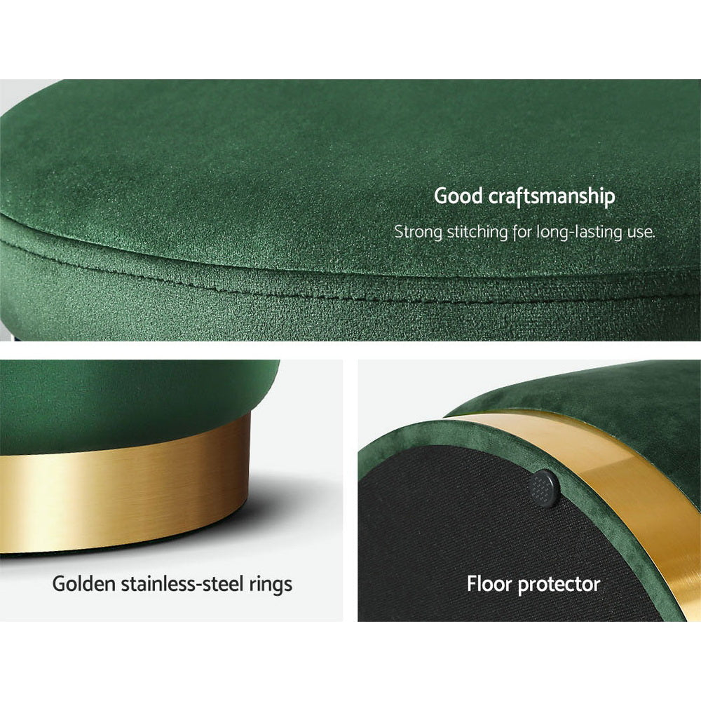 Artiss Ottoman Foot Stool Round Velvet Green Tristar Online