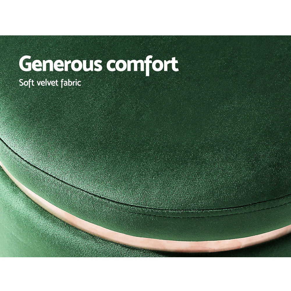 Artiss Ottoman Foot Stool Round Velvet Green Tristar Online