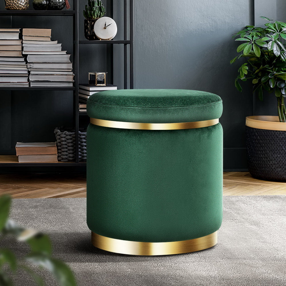 Artiss Ottoman Foot Stool Round Velvet Green Tristar Online