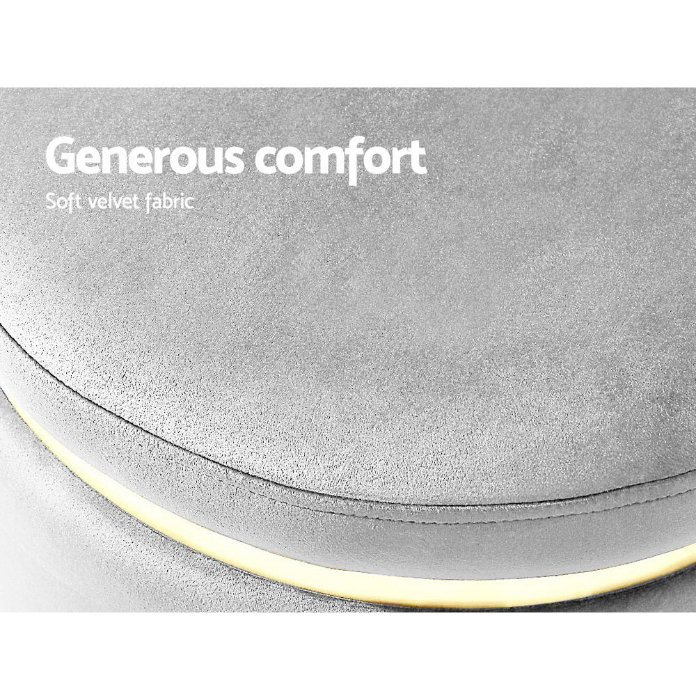 Artiss Ottoman Foot Stool Round Velvet Grey Tristar Online