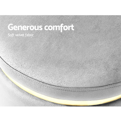 Artiss Ottoman Foot Stool Round Velvet Grey Tristar Online