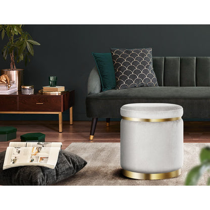 Artiss Ottoman Foot Stool Round Velvet Grey Tristar Online
