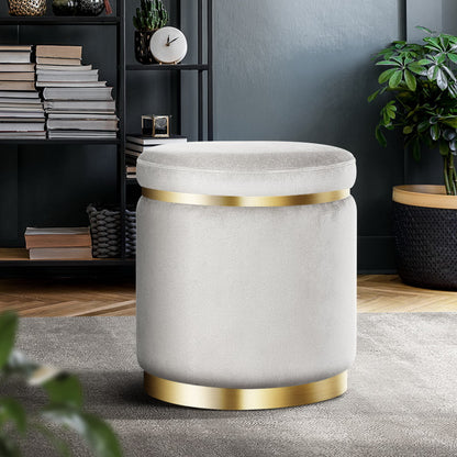 Artiss Ottoman Foot Stool Round Velvet Grey Tristar Online