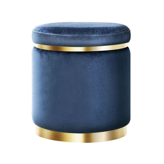 Artiss Ottoman Foot Stool Round Velvet Navy Tristar Online