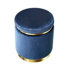 Artiss Ottoman Foot Stool Round Velvet Navy Tristar Online