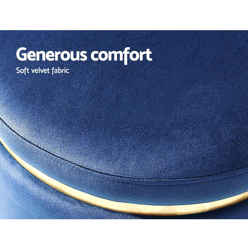 Artiss Ottoman Foot Stool Round Velvet Navy Tristar Online