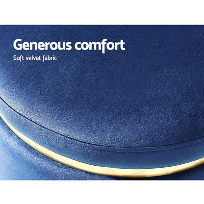 Artiss Ottoman Foot Stool Round Velvet Navy Tristar Online