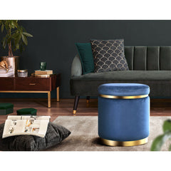 Artiss Ottoman Foot Stool Round Velvet Navy Tristar Online