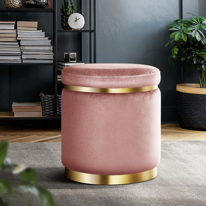 Artiss Ottoman Foot Stool Round Velvet Pink Tristar Online