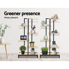 Artiss 6-tier Indoor Outdoor Metal Wood Plant Stand Garden Shelf Garden Display Tristar Online
