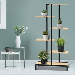 Artiss 6-tier Indoor Outdoor Metal Wood Plant Stand Garden Shelf Garden Display Tristar Online