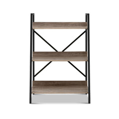 Artiss Bookshelf 3Tier Metal Bookcase Bookshelves Oak Book Shelf Display Storage Tristar Online