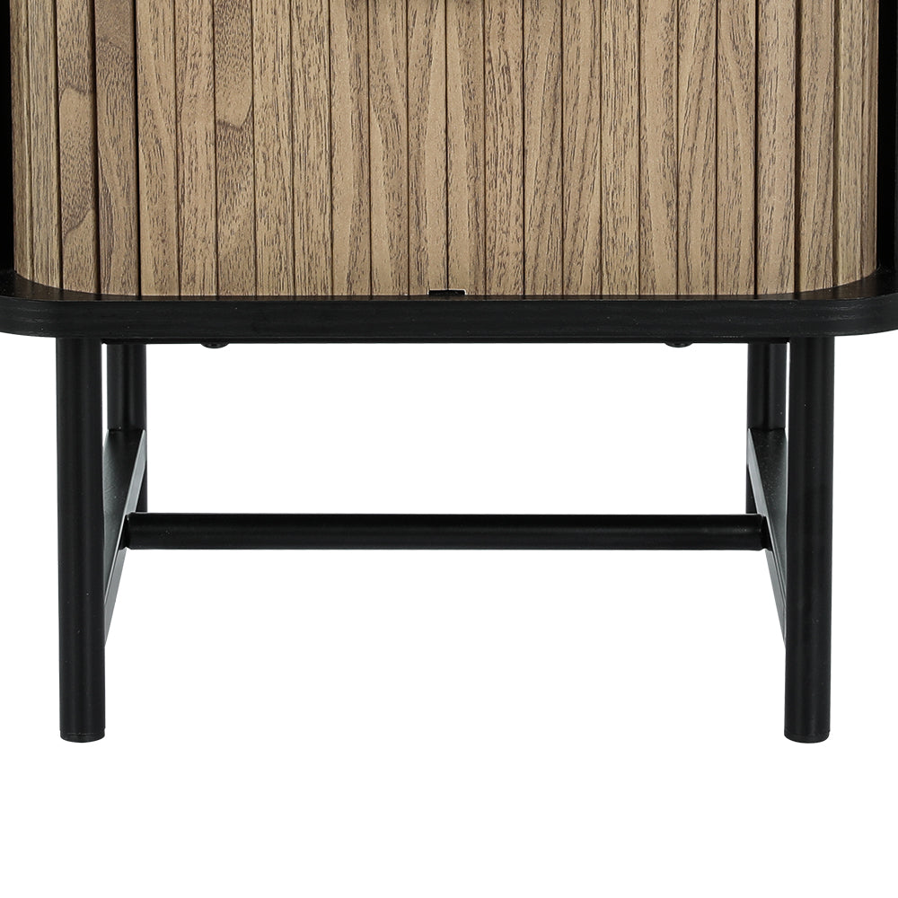 Artiss Bedside Table Side End Table Slidng Doors Storage Nightstand Black BORIS Tristar Online