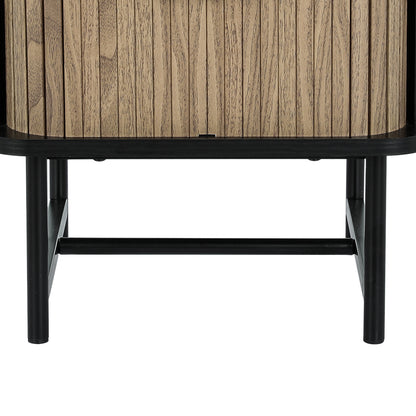 Artiss Bedside Table Side End Table Slidng Doors Storage Nightstand Black BORIS Tristar Online