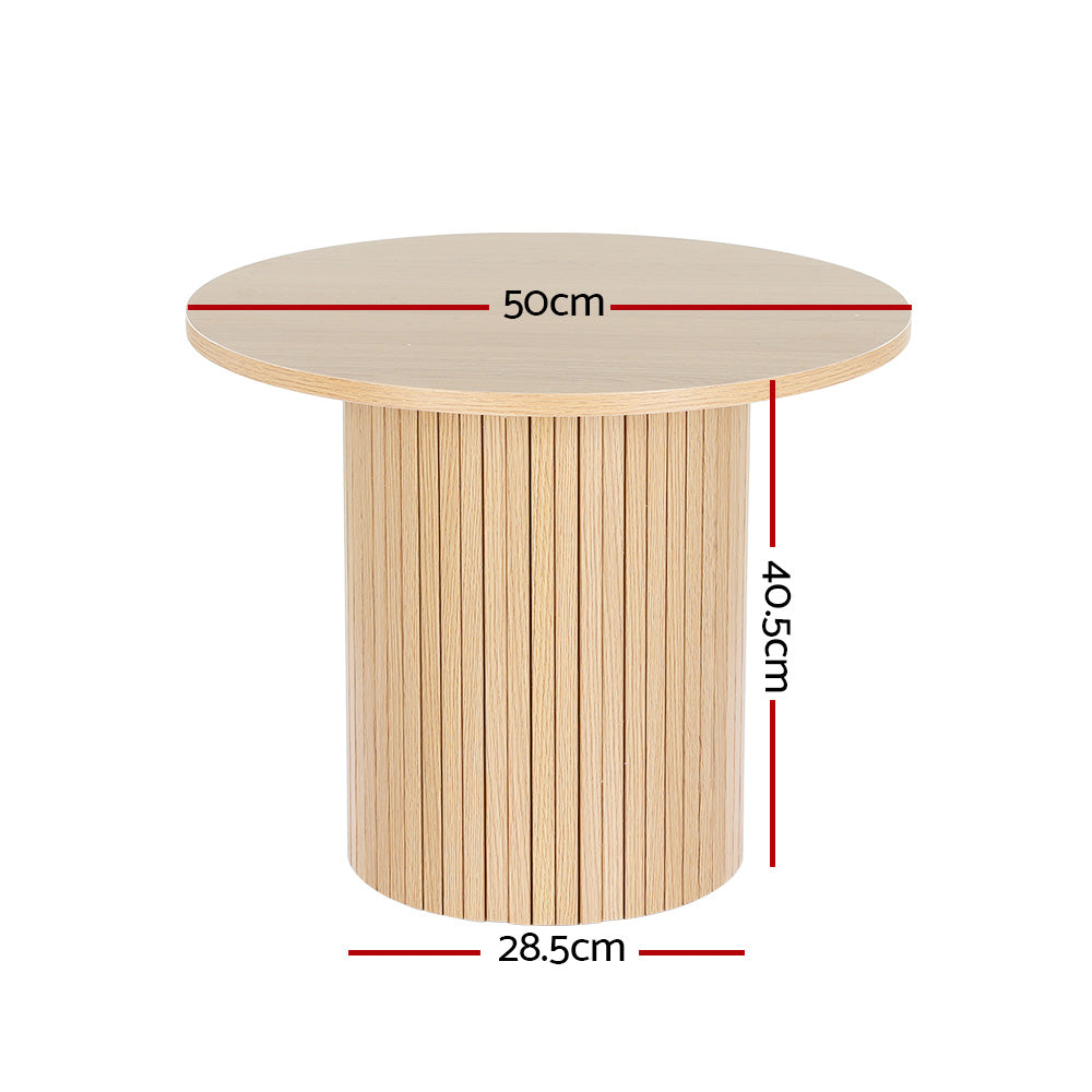 Artiss Coffee Table Round Side Table Fluted Base PIIA Tristar Online