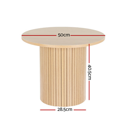 Artiss Coffee Table Round Side Table Fluted Base PIIA Tristar Online